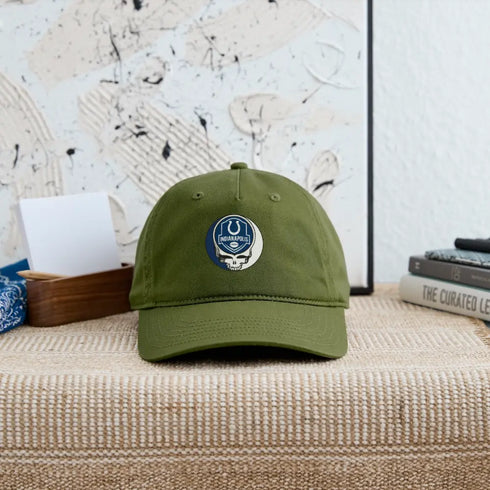 Indianapolis Colts Grateful Dead Stealie Dad Hat - olive green